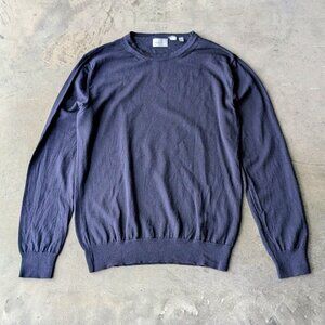 Gant Rugger Navy Blue Merino Wool Crewneck Sweater large